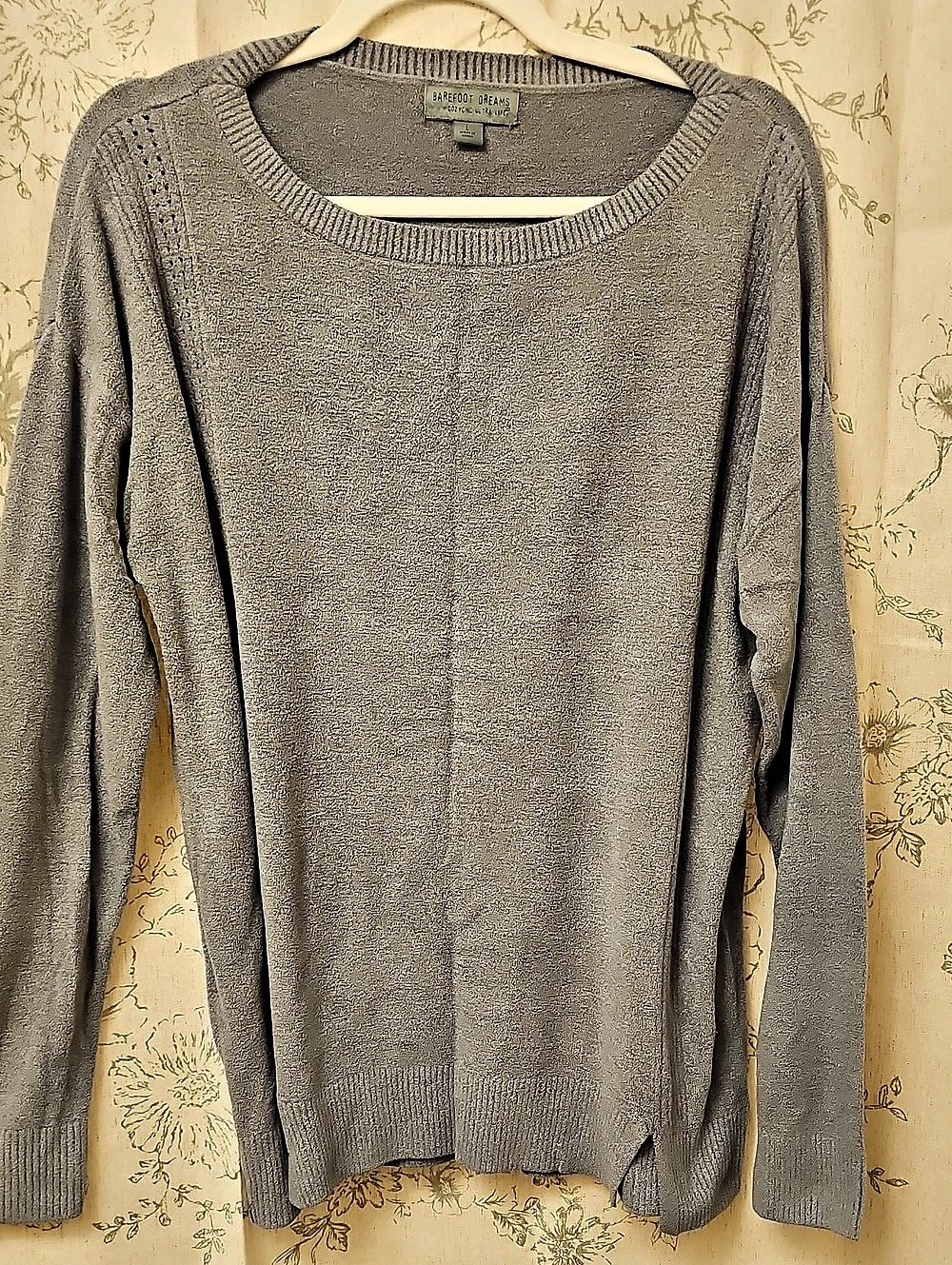 Barefoot Dreams CozyChic Ultra Lite Dockside Pullover Gray Sweater